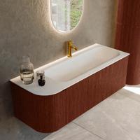 Badmeubel Mondiaz Kurve | 125 cm cm | Meubelkleur Ruby | Wastafelkleur Talc | Solid surface | Wasbak rechter zijde spoelbak | 1 kraangat
