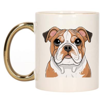 Cadeau mok voor honden liefhebbers - Engelse buldog - goud - Cartoon - keramiek - 300 ml Cadeau mok voor honden liefhebbers - Engelse buldog - goud - Cartoon - keramiek - 300 ml
