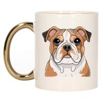 Cadeau mok voor honden liefhebbers - Engelse buldog - goud - Cartoon - keramiek - 300 ml