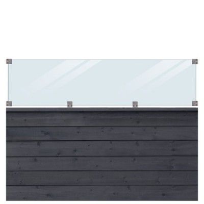Zwart Houten Stapelrabat Schutting Met Glas Klink 174 x 125 CM