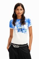 T-shirt mediterraan landschap - BLUE - S