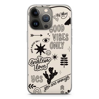 Good vibes: iPhone 13 Pro Transparant Hoesje