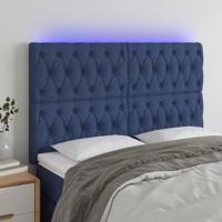 Hoofdbord LED 160x7x118/128 cm stof blauw