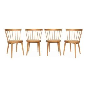 sweeek - Houten en rotan stoelen (set van 4)