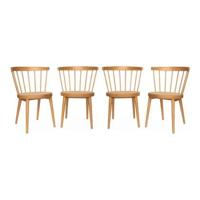 sweeek - Houten en rotan stoelen (set van 4)