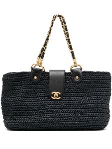 CHANEL Pre-Owned sac cabas tressé à loquet CC (2005-2006) - Noir