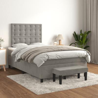 Boxspring met matras fluweel lichtgrijs 120x200 cm