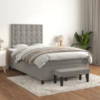 Boxspring met matras fluweel lichtgrijs 120x200 cm