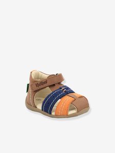 Leren sandalen jongensbaby Bigbazar 2 Iconique Biboo KICKERS® camel oranje blauw