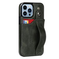 iPhone 13 Pro Max hoesje - Backcover - Pasjeshouder - Portemonnee - Handvat - Kunstleer - Groen