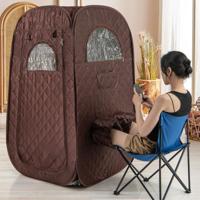 Draagbare Stoomsauna Thuis Sauna voor 1-2 Personen met 3 Liter Stoomgenerator 89 x 89 x 149 cm Bruin