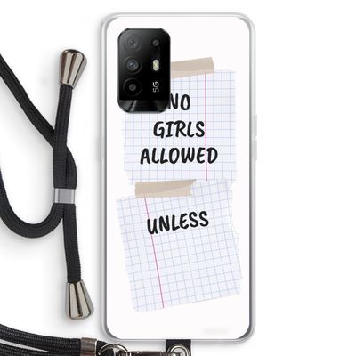 No Girls Allowed Unless: Oppo A95 5G Transparant Hoesje met koord