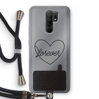 Forever heart black: Xiaomi Redmi 9 Transparant Hoesje met koord