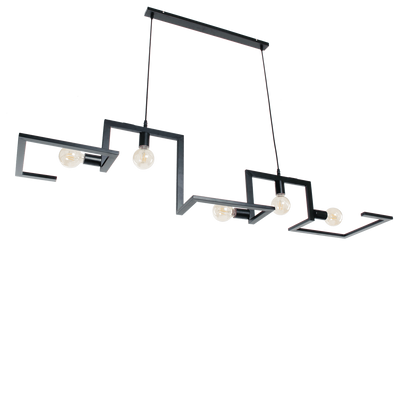 Scandinavische Hanglamp Enzo 120 cm 5 Lichts Zwart