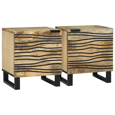 Nachtkastje 2 pcs Bruin 40 x 33 x 46 cm massief mangohout