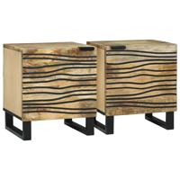 Nachtkastje 2 pcs Bruin 40 x 33 x 46 cm massief mangohout