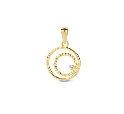 Hanger Rond geelgoud-zirconia wit 20 mm