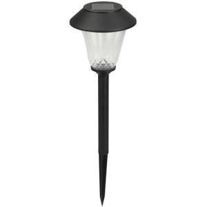 Solar tuinlamp - 1x - zwart - LED Softtone effect - oplaadbaar - D12 x H42 cm