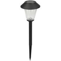 Solar tuinlamp - 1x - zwart - LED Softtone effect - oplaadbaar - D12 x H42 cm - thumbnail
