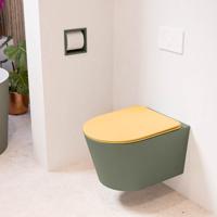 Wandcloset Mondiaz Lavie | Zonder spoelrand | Incl.Toiletzitting-Ocher | Keramiek | Army (groen)