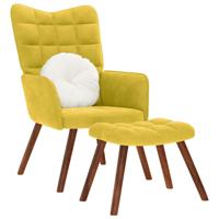 Relaxstoel met voetenbank fluweel geel Relaxstoel met voetenbank fluweel geel