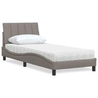 Bed met matras "Hanko" stof taupe 90x200 cm