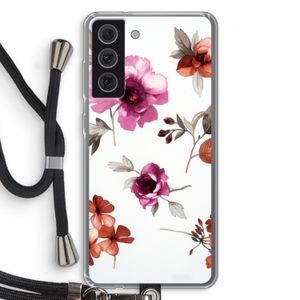 Geschilderde bloemen: Samsung Galaxy S21 FE Transparant Hoesje met koord