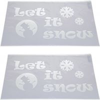 2x Kerst raamsjablonen/raamdecoratie Let it snow teksten 54 cm