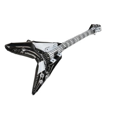 Opblaasbare rock gitaar muziekinstrument - 100 cm - zwart/wit - Verkleed accessoires volwassenen