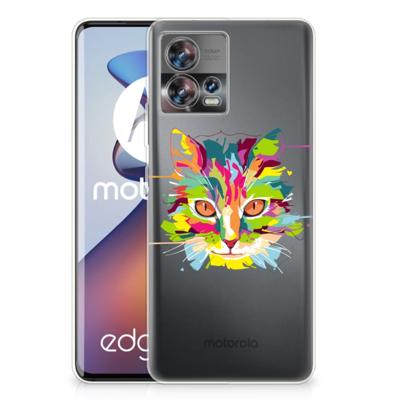 Motorola Edge 30 Fusion Telefoonhoesje met Naam Cat Color Motorola Edge 30 Fusion Telefoonhoesje met Naam Cat Color