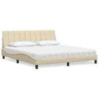 Bed met matras "Hanko" stof crèmekleurig 180x200 cm