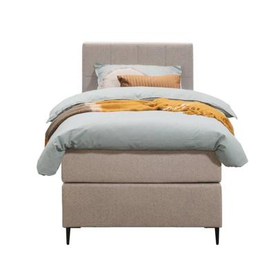 Leen Bakker - Boxspring Liv Geblokt - 90x200 Cm - Slanke Poot - Stof - Beige