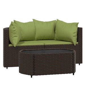 The Living Store Loungeset - Bruin PE-rattan - Inclusief kussens - Modulair ontwerp