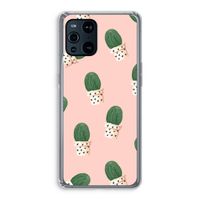 Cactusprint roze: Oppo Find X3 Pro Transparant Hoesje