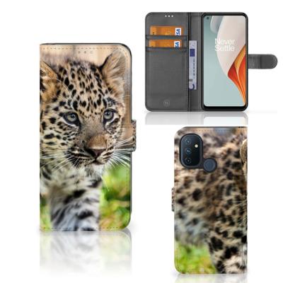 OnePlus Nord N100 | Telefoonhoesje | Met pasjeshouder | Baby Luipaard