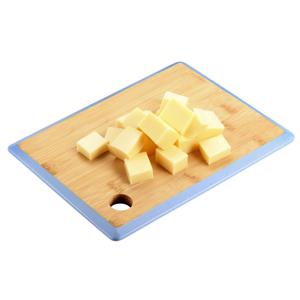 Keuken voedsel bereiden snijplank - 27 x 19 cm - bamboe hout - blauwe rand
