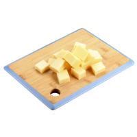 Keuken voedsel bereiden snijplank - 27 x 19 cm - bamboe hout - blauwe rand