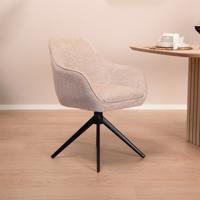 Livingfurn Draaibare Eetkamerstoel 'Thomas' Stof met handgreep, kleur Beige