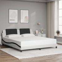 Bedframe met hoofdbord kunstleer wit en zwart 180x200 cm