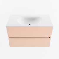MONDIAZ VICA 80cm badmeubel onderkast Rosee 2 lades. Wastafel MOON midden 1 kraangat, kleur Talc.