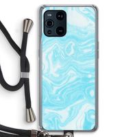 Waterverf blauw: Oppo Find X3 Transparant Hoesje met koord