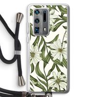 Wit bloemenpatroon: Huawei P40 Pro Plus Transparant Hoesje met koord