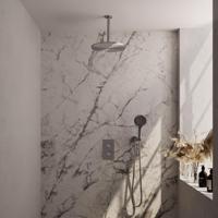 Brauer Brushed Carving Thermostatische Regendoucheset Inbouw - Hoofddouche 30 cm - 3 Weg - Handdouche 3 Standen - Doucheslang - Wandaansluitbocht - Rvs