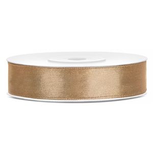 1x Gouden satijnlint rol 1,2 cm x 25 meter cadeaulint verpakkingsmateriaal   -