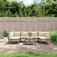 7-delige Loungeset met kussens poly rattan antracietkleurig