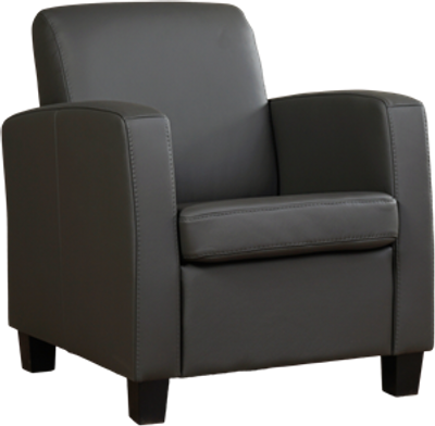 Donkergrijze leren landelijke fauteuil Joy - poot hout bruin - Toledo Leer Antracite (donkergrijs leer)
