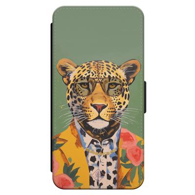 iPhone 16 Pro flipcase - Luipaard hipster