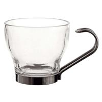 Set van koffiekopjes Quid Supreme Transparant Glas Staal 110 ml 3 Onderdelen