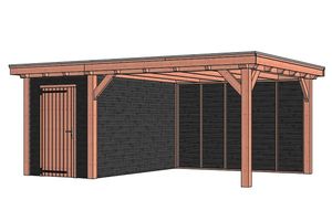 Trendhout Buitenverblijf Siena 590x415 cm - Combinatie 1- Plat dak- Onbehandeld lariks Douglas hout- Trendhout