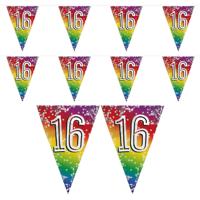 Vlaggenlijn 16 jaar versiering - 2x - vlaggetjes slinger - 6 meter - Folie - verjaardag - leeftijd